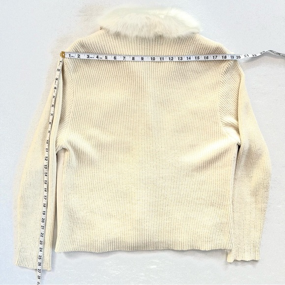 LISA INTERNATIONAL FAUX FUR CHENILLE CARDIGAN SWEATER JACKET WINTER WHITE. SzXL - Picture 10 of 11